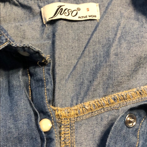Blue Denim Snap Button down shirt sz S - Picture 4 of 4